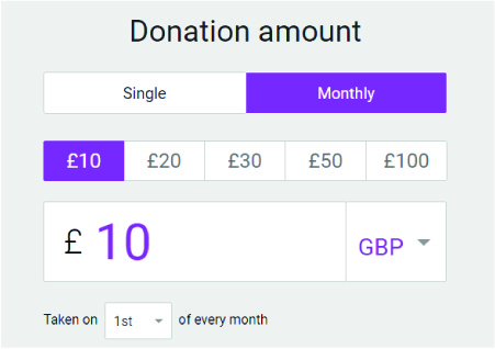 Make a monthly donation to us now