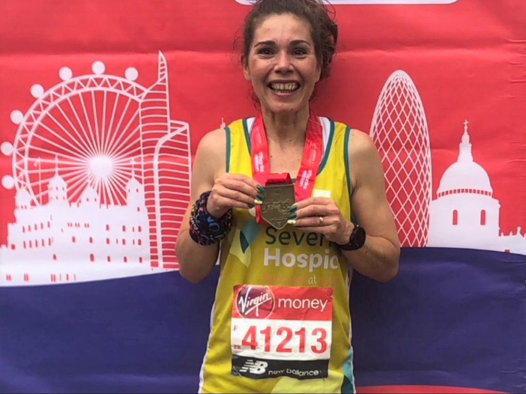 Woman in the finishers' area at the London Marathon